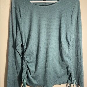 Haute Fox Women's Teal Ruched Long Sleeve Top